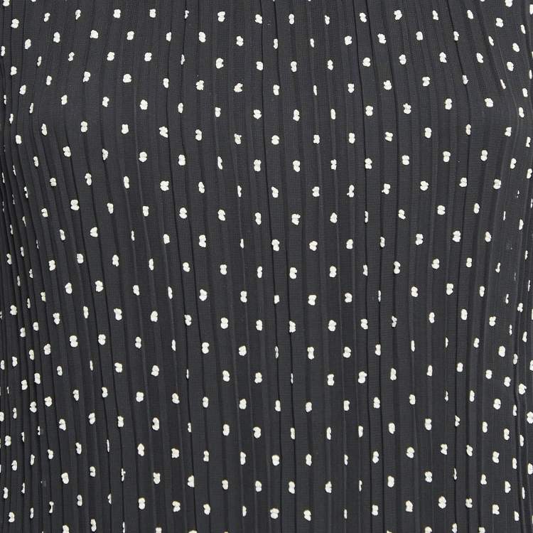 Pre Owned Maje Black Polka Dot Chiffon Rockito Pleated Mini Dress S