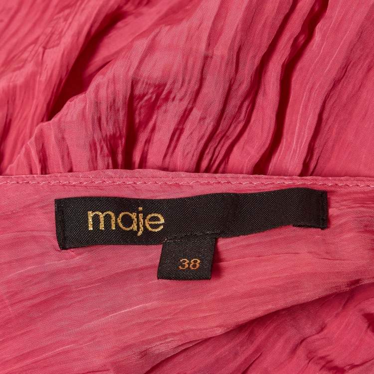 Pre Owned Maje Pink Crinkled Crepe Cut-Out Runeti Midi Dress M