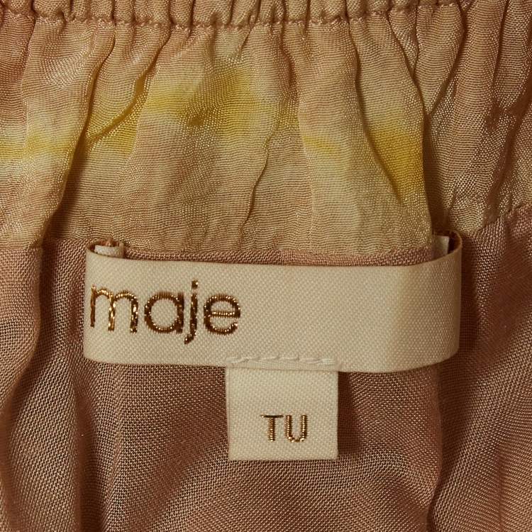 Pre Owned Maje Beige Risotype Tie-Dye Crepe Asymmetric Midi Dress One Size