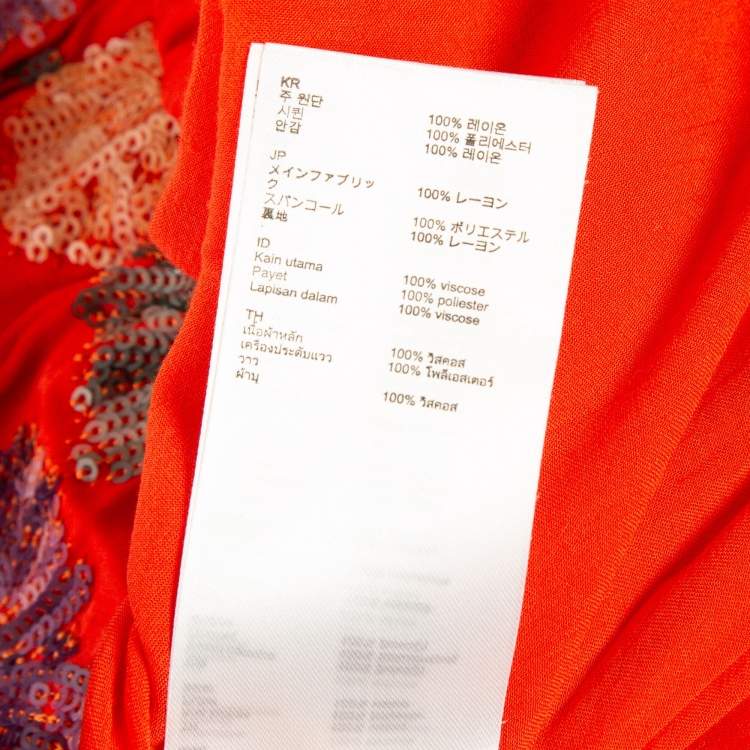 Pre Owned Maje Orange Floral Sequin Embroidered Crepe Izul Shorts L