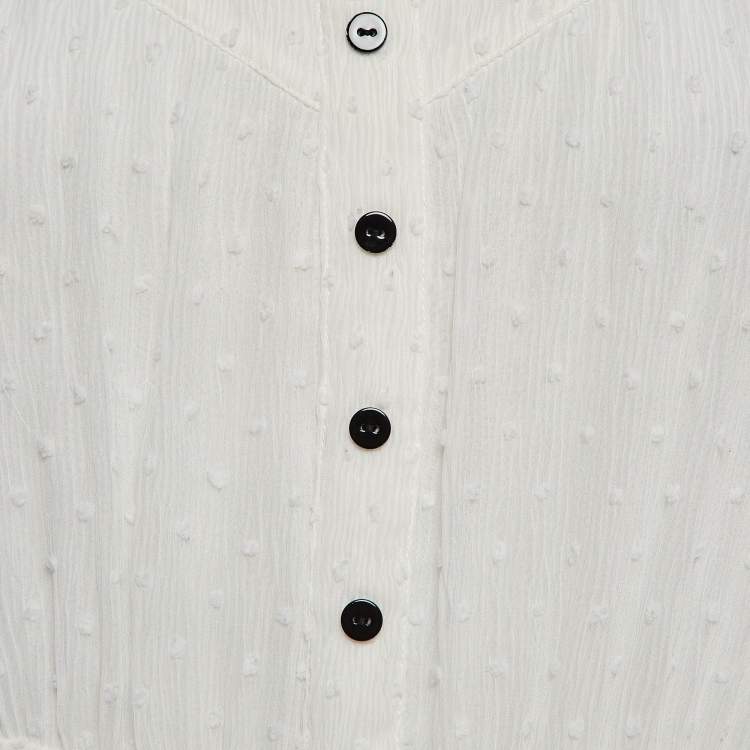 Pre Owned Maje White Swiss Dots Chiffon Tiered Rustivan Short Dress L