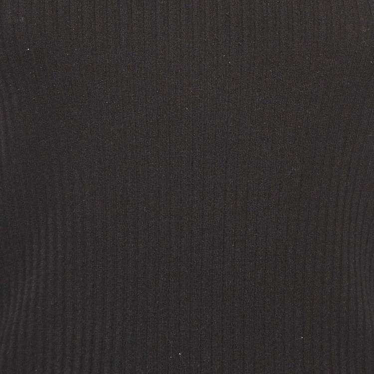 Pre Owned Maje Black Rib Knit One-Shoulder Cropped Top M
