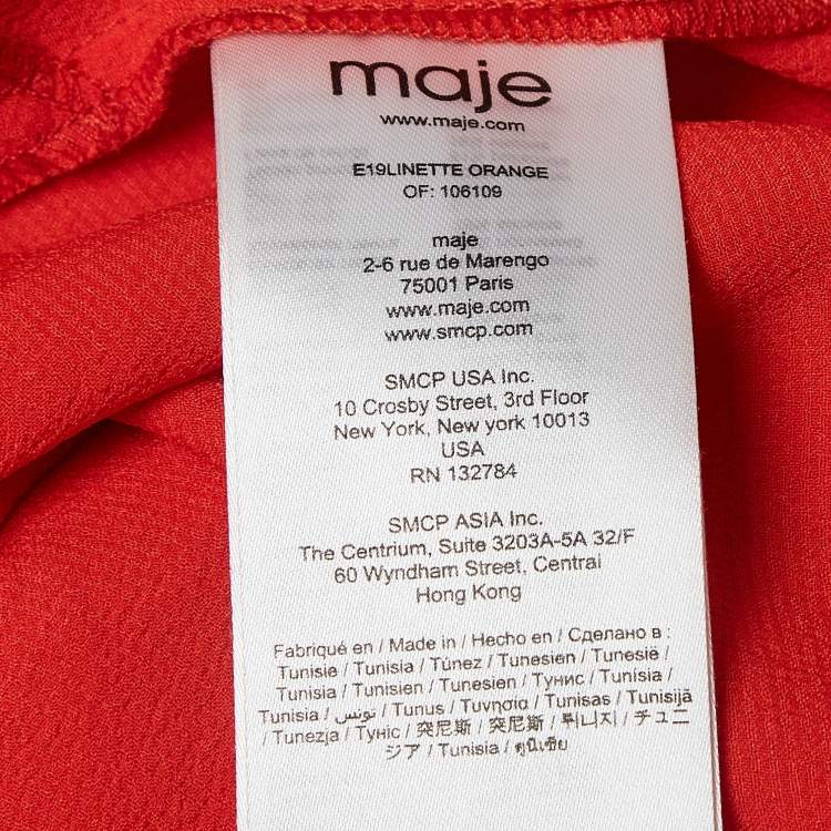 Pre Owned Maje Orange/White Crepe and Satin Lace Trim Camisole Top Set of 2 M/L