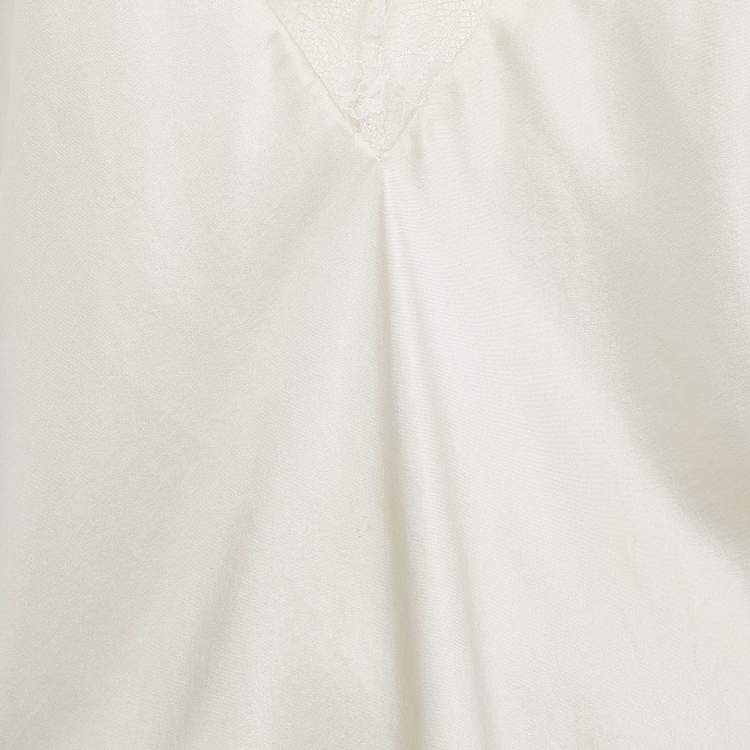 Pre Owned Maje Orange/White Crepe and Satin Lace Trim Camisole Top Set of 2 M/L