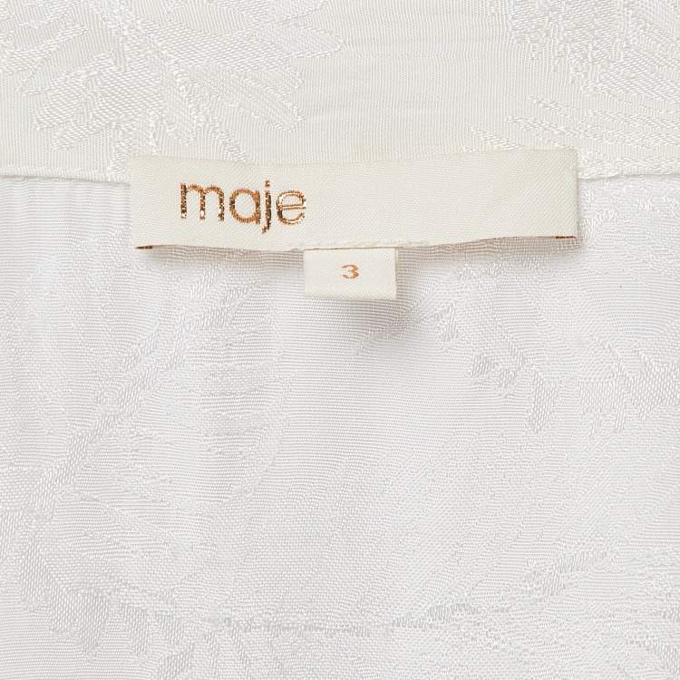 Pre Owned Maje White Ecru Jungle Jacquard Satin Shirt M