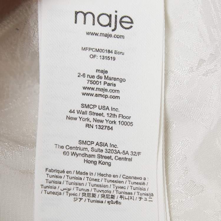 Pre Owned Maje White Ecru Jungle Jacquard Satin Shirt M