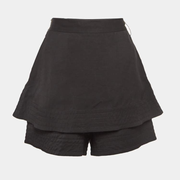 Pre Owned Maje Black Linen Blend Skort L