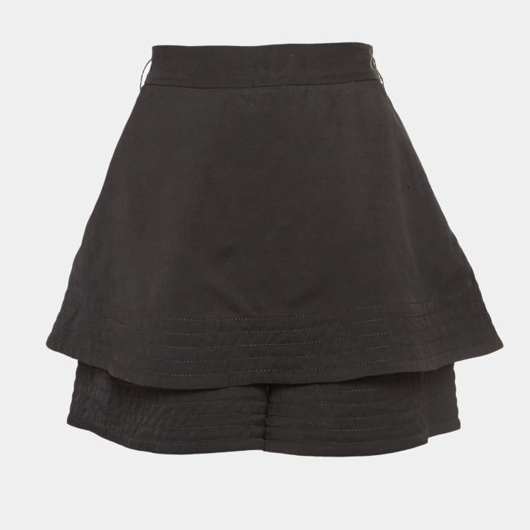 Pre Owned Maje Black Linen Blend Skort L
