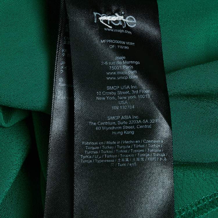 Pre Owned Maje Green Crepe Asymmetric Flared Short Dress S