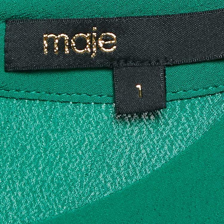 Pre Owned Maje Green Crepe Asymmetric Flared Short Dress S