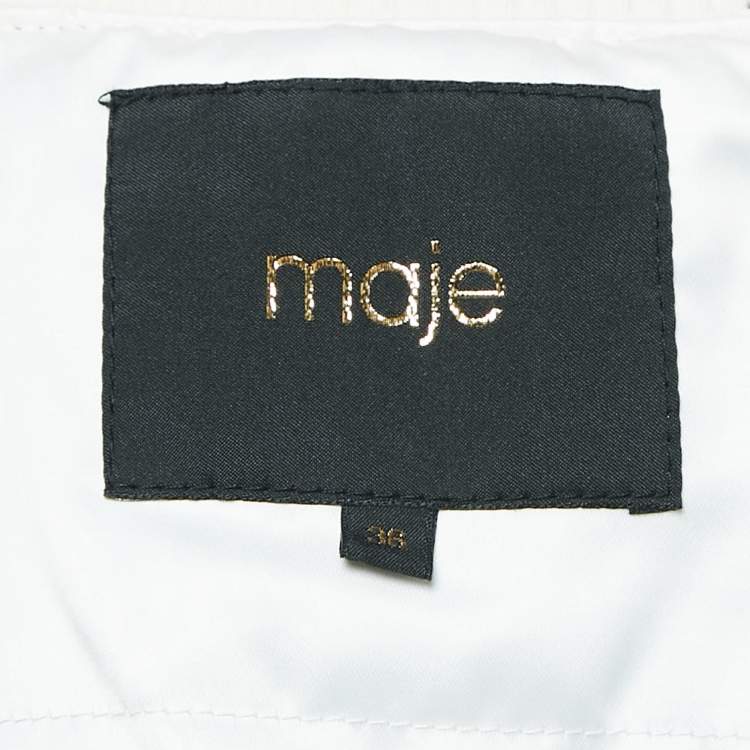 Pre Owned Maje Black Embroidered Satin Bomber Jacket S