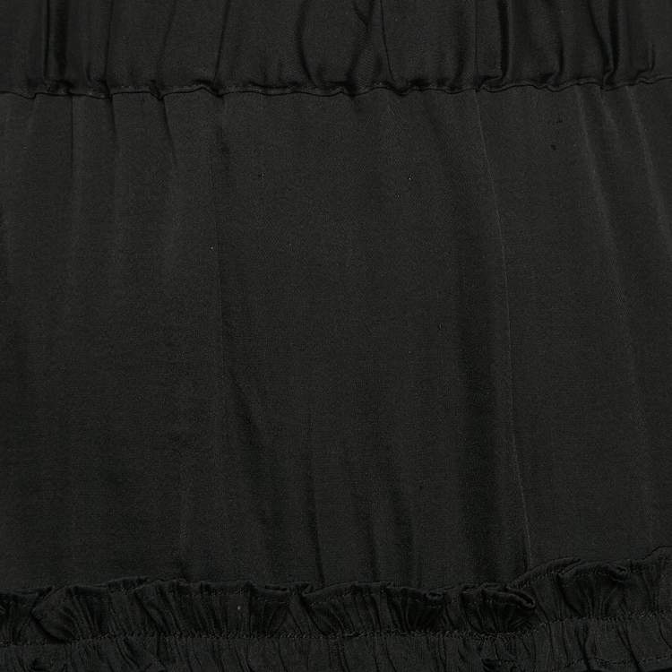 Pre Owned Maje Black Crepe Ruffled Mini Skirt L