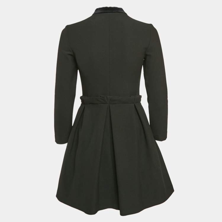 Pre Owned Maje Black Gabardine Pleated Zip-Up Mini Dress S