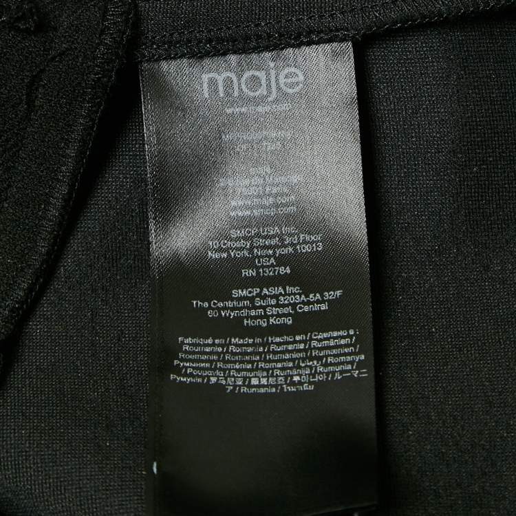 Pre Owned Maje Black Gabardine Pleated Zip-Up Mini Dress S