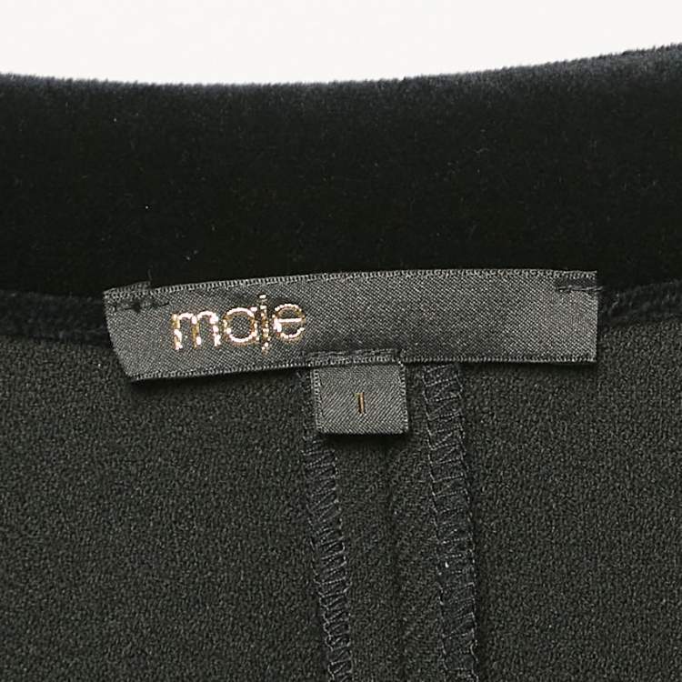 Pre Owned Maje Black Gabardine Pleated Zip-Up Mini Dress S