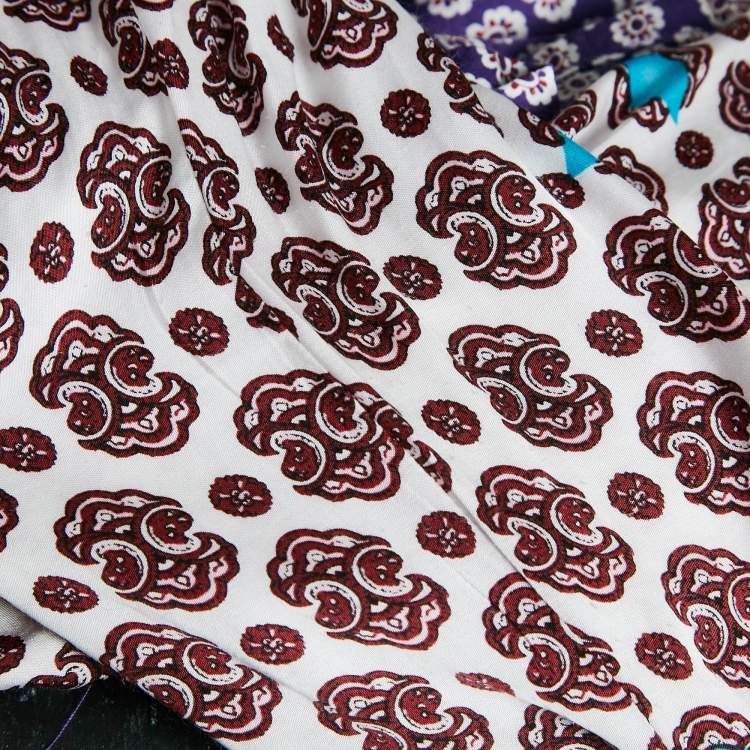 Pre Owned Maje Purple/Multicolor Printed Crepe Button Front Mini Dress M