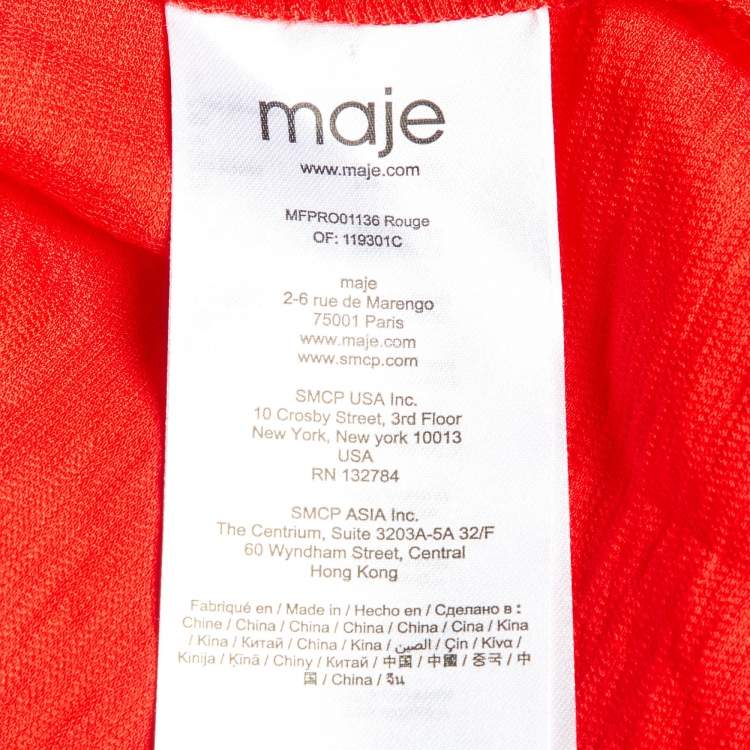 مملوكة مسبقًا Maje Red Crepe Smocked Waist Ritha Mini Dress M
