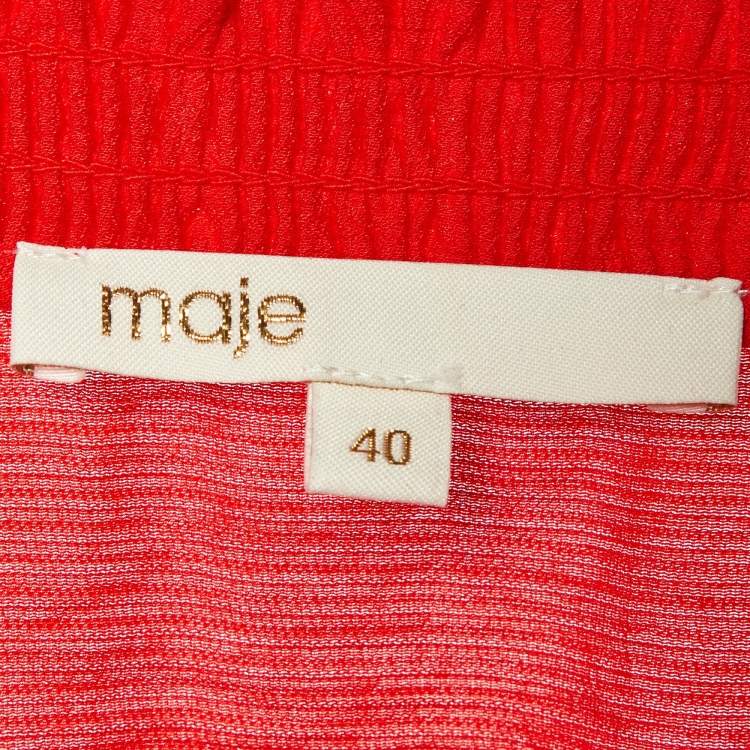 مملوكة مسبقًا Maje Red Crepe Smocked Waist Ritha Mini Dress M