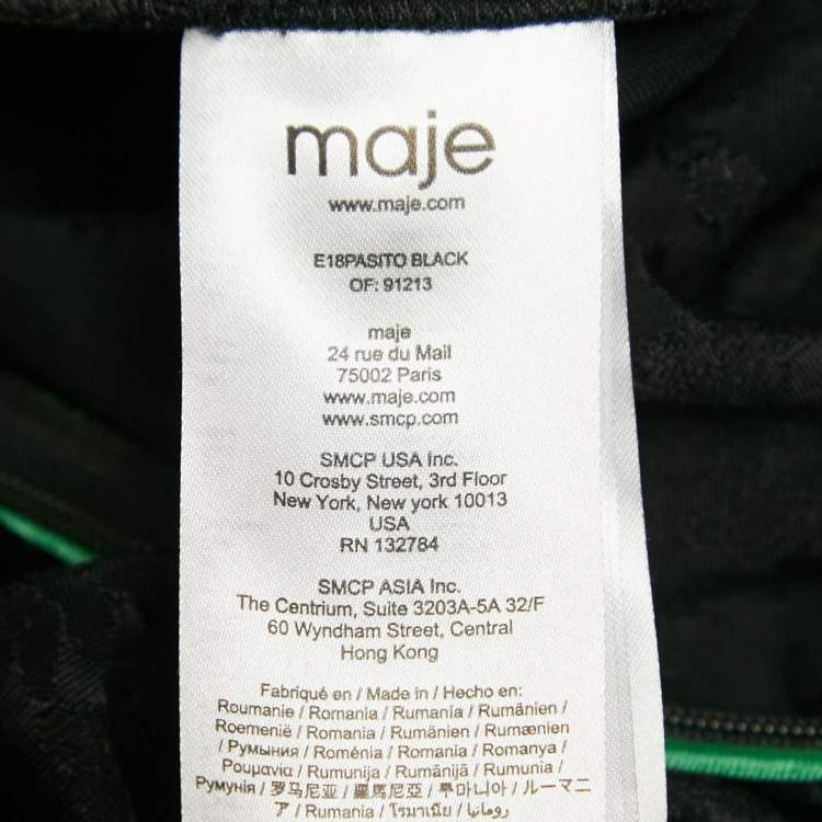 Pre Owned Maje Black Jacquard Wide Leg Trousers L