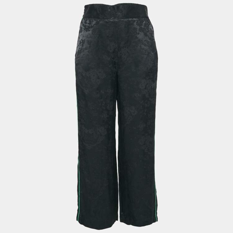 Pre Owned Maje Black Jacquard Wide Leg Trousers L