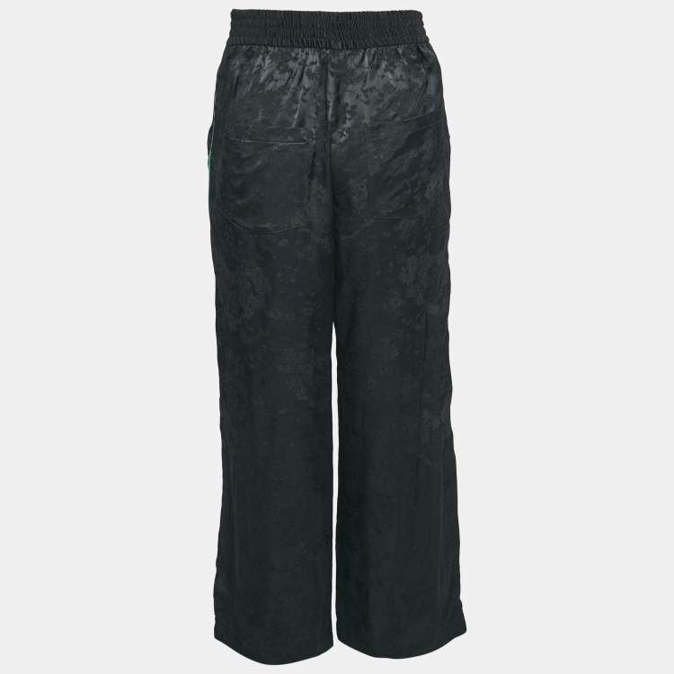 Pre Owned Maje Black Jacquard Wide Leg Trousers L