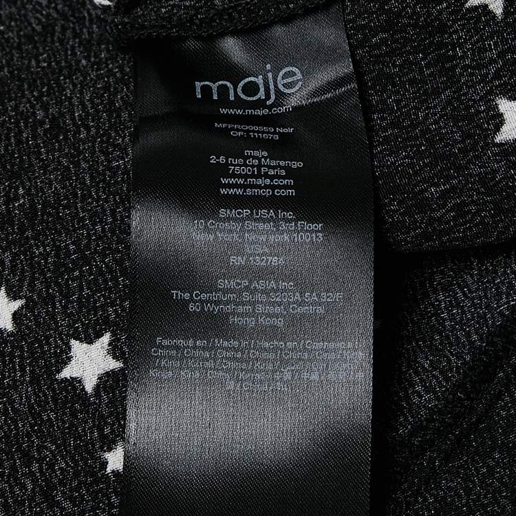 مملوكة مسبقًا Maje Black Star Print Crepe Asymmetric Midi Dress S