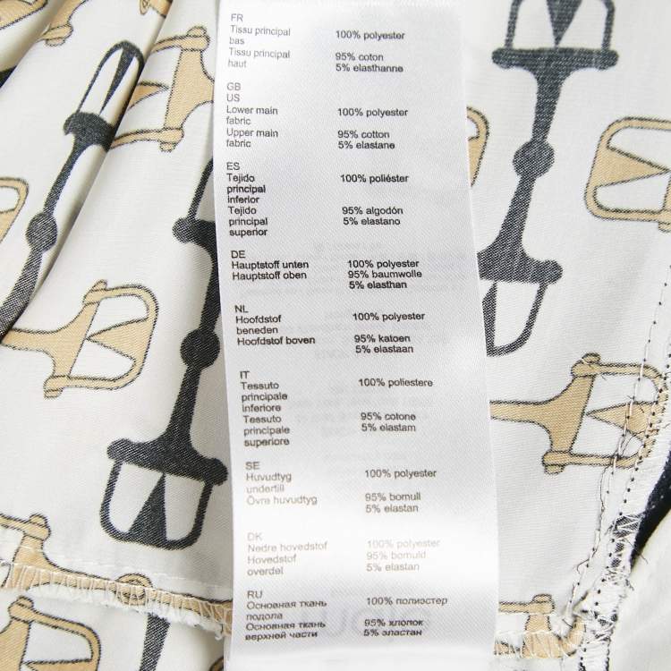 Pre Owned Maje Black/White Horse Bit Print Knit and Crepe Midi Dress S