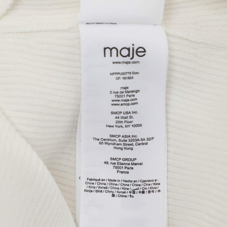 Pre Owned Maje White Rib Knit Top S