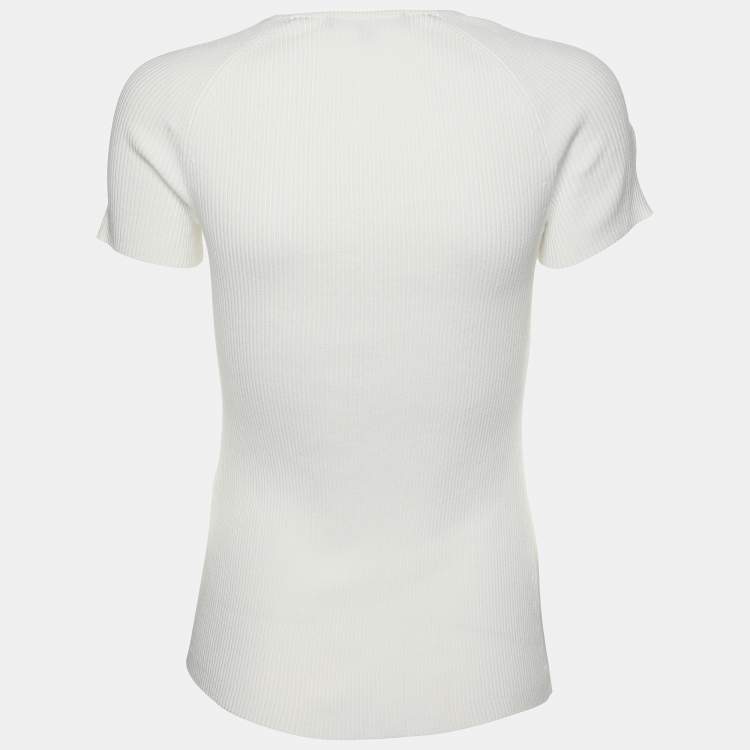 Pre Owned Maje White Rib Knit Top S
