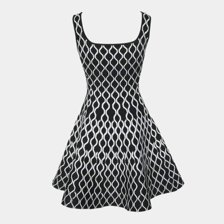Pre Owned Maje Monochrome Jacquard Knit Mini Dress M
