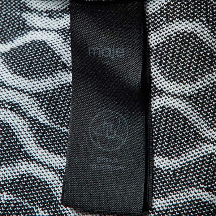 Pre Owned Maje Monochrome Jacquard Knit Mini Dress M