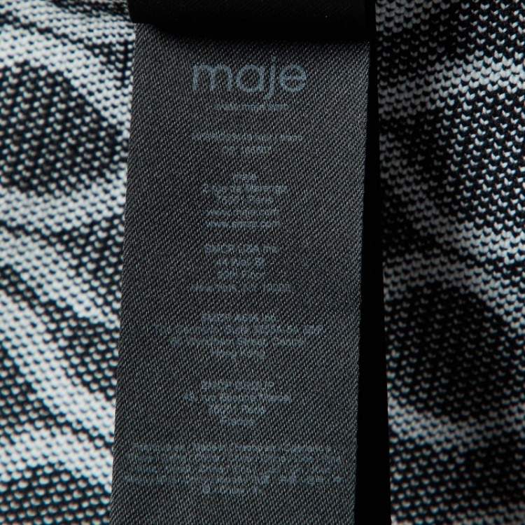 Pre Owned Maje Monochrome Jacquard Knit Mini Dress M