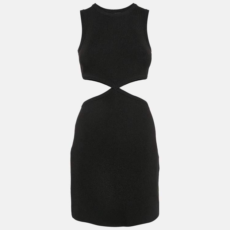 Pre Owned Maje Black Lurex Rib Knit Cut Out Detail Bodycon Dress S
