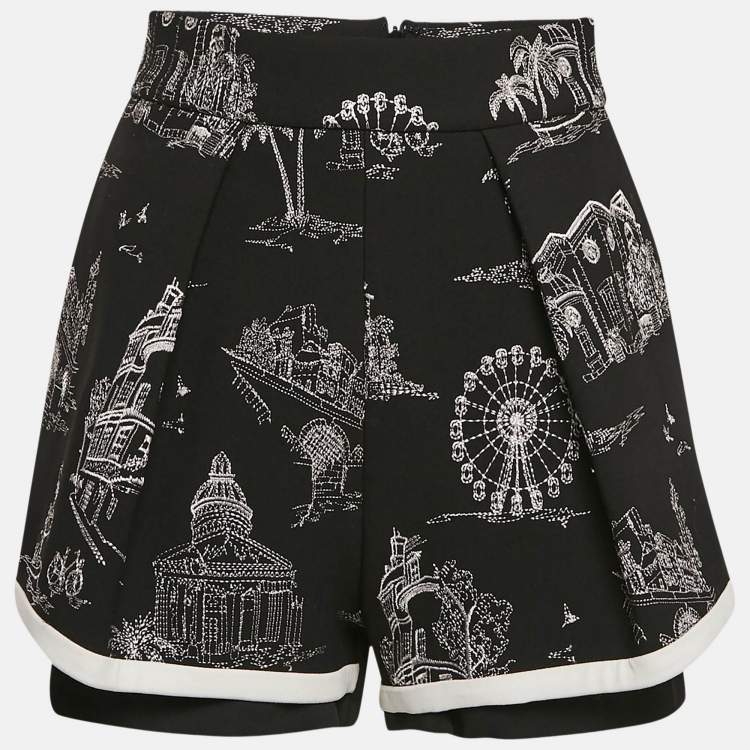 Pre Owned Maje Black Ipom Embroidered Crepe Shorts S
