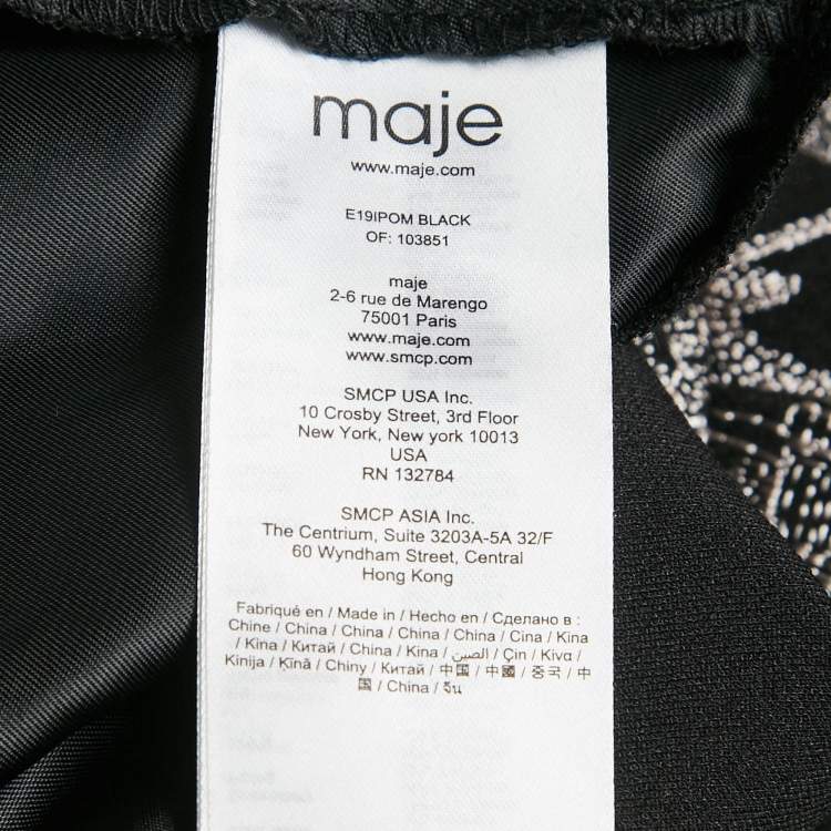 Pre Owned Maje Black Ipom Embroidered Crepe Shorts S