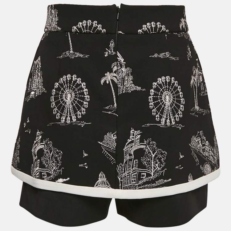 Pre Owned Maje Black Ipom Embroidered Crepe Shorts S