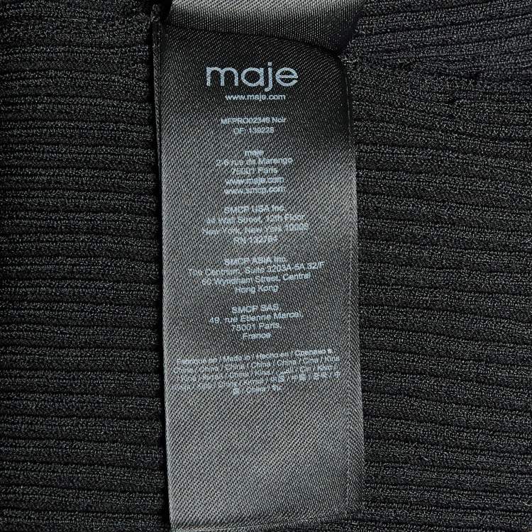 Pre Owned Maje Black Rib Knit Cut-Out Beaded Mini Dress M