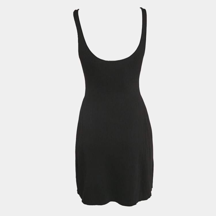 Pre Owned Maje Black Rib Knit Flared Mini Dress XS
