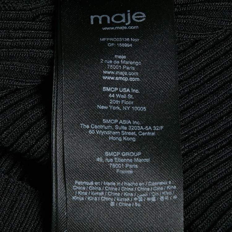 Pre Owned Maje Black Rib Knit Flared Mini Dress XS