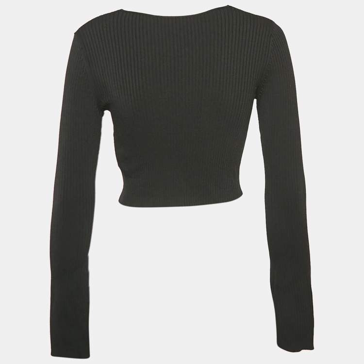 Pre Owned Maje Black Rib Knit Crop Cardigan XS
