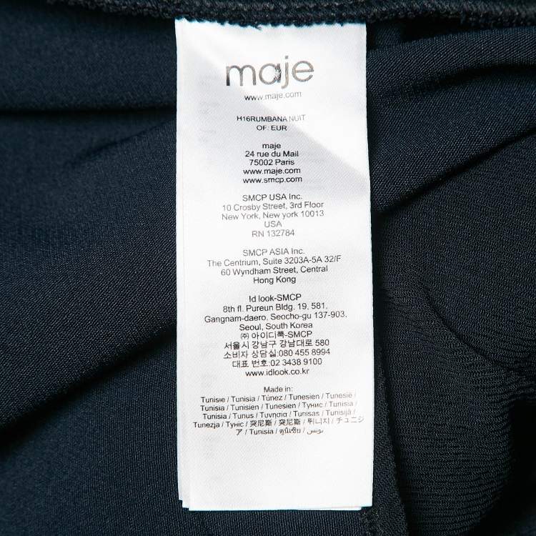 Pre Owned Maje Navy Blue Stretch Knit Shirring Waist Short Dress S
