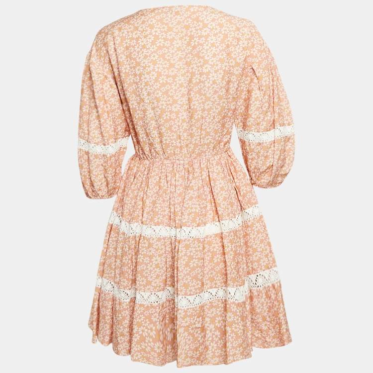 مملوكة مسبقًا Maje Pink Floral Print Linen Blend Rayanik Mini Dress M