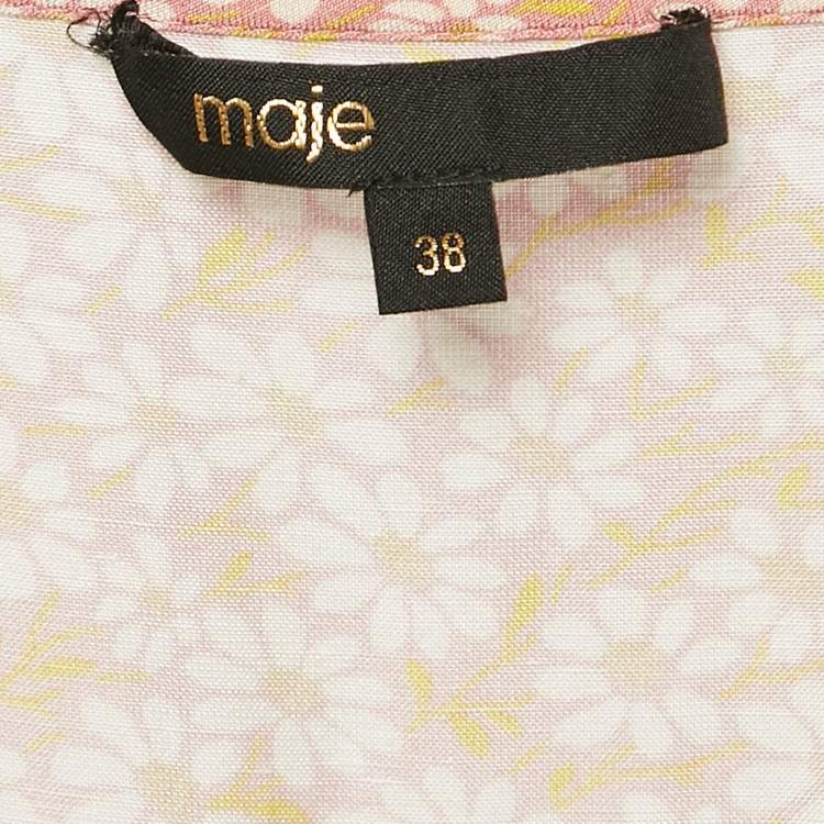 مملوكة مسبقًا Maje Pink Floral Print Linen Blend Rayanik Mini Dress M