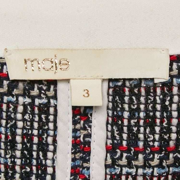 مملوكة مسبقًا Maje Red/Blue Tweed  Renatelle Mini Dress L
