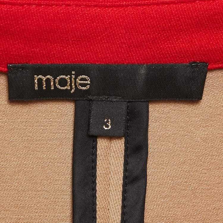 Pre Owned Maje Black/Beige Cotton Blend Mini Dress L