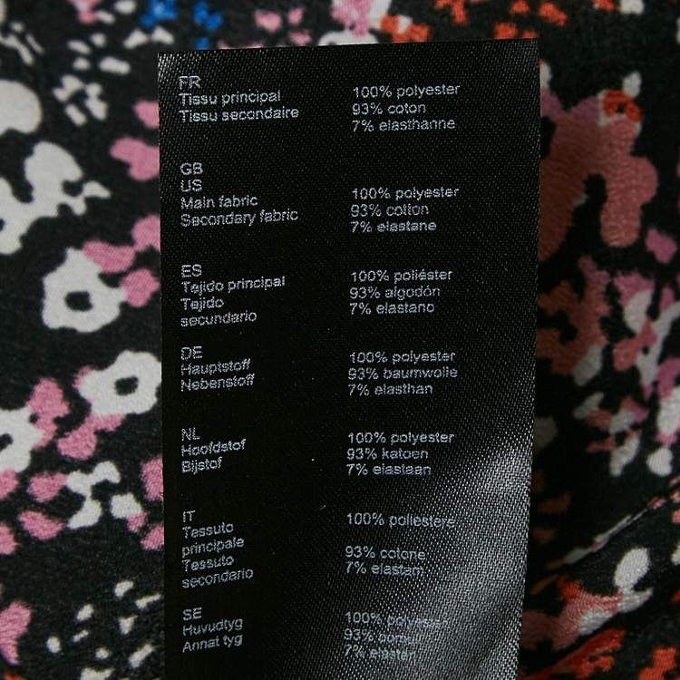 Pre Owned Maje Multicolor Floral Print Crepe and Cotton Knit Midi Dress S