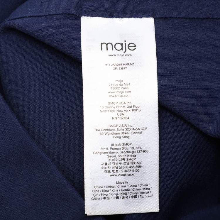 Pre Owned Maje Blue Fabric Floral Lace Midi Skirt S