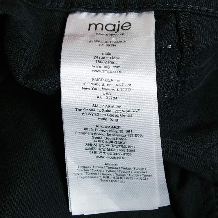 Pre Owned Maje Black Embroidered Denim Jeans L Waist 32"