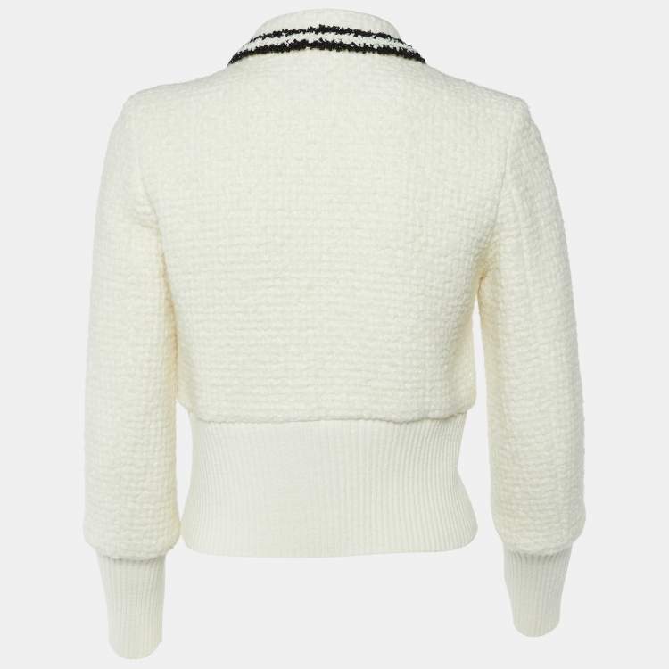 Pre Owned Maje Off White Tweed Contrasting Jacket S