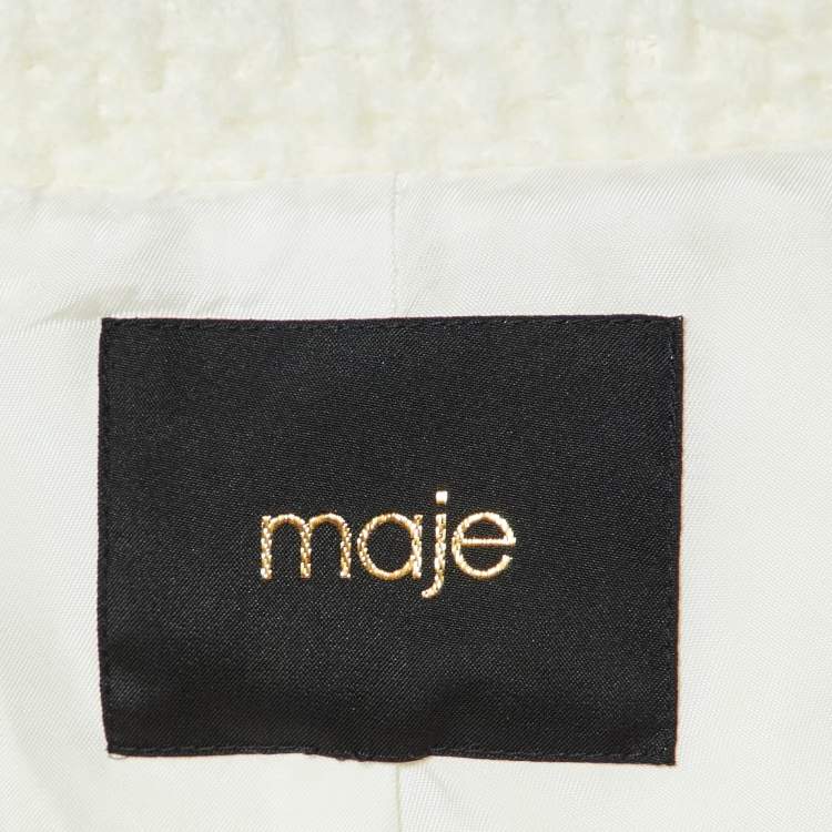 Pre Owned Maje Off White Tweed Contrasting Jacket S